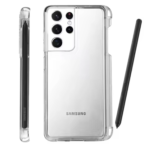 Fashion pen slot transparent case for Samsung Galaxy S21 Ultra 5G TPU Cover Anti-knock luxury Cases