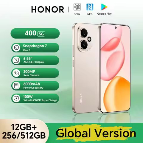 Original HONOR 400 5G Global Version 12GB+256GB Smartphone 6.55'' AMOLED Screen 200MP Camera 6000 mA