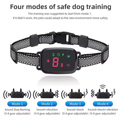 Automatic Anti Barking Dog Collar HD Digital Rechargeable Bark Stopper Smart Stop Barking IP67 Water