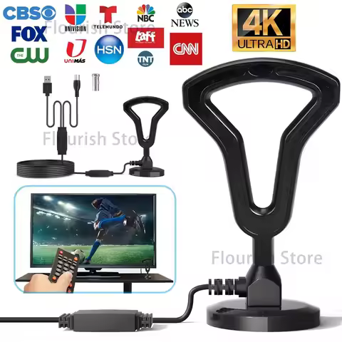 6000 Miles 37DBI Upgraded TV Antenna HDTV Amplified Digital 4K 1080P Long Range Indoor