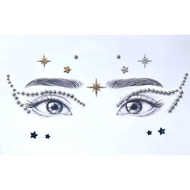 月亮眼部寶石貼 防水自黏面部裝飾貼派對節慶專用可重複使用