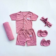 Newborn Baby Girl Bundle Package Short Set Plain Sartaki Headband Swaddle