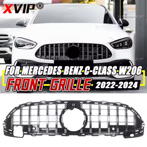 XVIP Chrome Silver GTR Style Front Bumper Grilles For Mercedes Benz C-Class W206/S206 2022-2024 C200