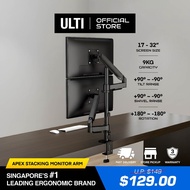 ULTI APEX Vertical Stacking Dual Monitor Arm for 2 Monitors Up to 32”, Fits Curved Ultrawide w/ Tall