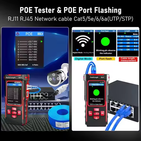 NF-859GT Network Cable Tester with Optical Power Meter Dual Head Red Line Pen,for POE/RJ45RJ11CAT5 C