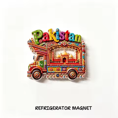 Pakistan, Lahore, Painted Truck3D Stereoscopic，Tourism Souvenirs，Resin Painting，Decoration Home，Refr