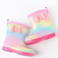 Cross-Border Bow Mini Monogram Children's Rain Boots Shoe Cover Rubber Shoes Cartoon Boys and Girls Toddler and Baby Rain Boots