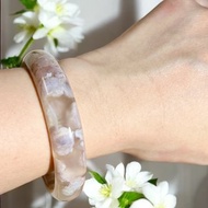 櫻花瑪瑙手鐲瑪瑙手鐲紫粉冰底高貨收藏級菜園子蜜桃飄綠54/55/56