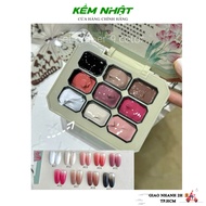 Set gel màu dặm ombre khay 9 màu + khay thạch cao đủ tone màu đỏ hot