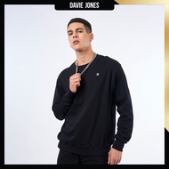 DAVIE JONES เสื้อสเวตเตอร์ Logo Regular Fit Sweater SW0084 สีดำ