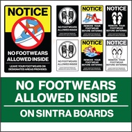 No Shoes, Slippers, Open Footwears Allowed Inside Signs, Signages. Take Off Shoes And Slippers