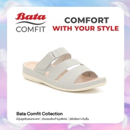 Bata Comfit Womens Comfort Sandals รองเท้าเพื่อสุขภาพ Comfortwithstyle รองเท้าแตะ รองเท้าลำลองแบบสวม สำหรับผู้หญิง รุ่น Ferby สีเทา 6612910