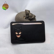 GOGO Leather Card Holder Funny  Cat Mask ID Card Holder Storage Business Card Holder Gifts .