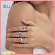 LK Shiny Ring Trendy Jewelry Piece 3/4 Pcs Minimalist Geometric Open Stacking Rings for Women – Irre