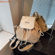 AXIOM Women Nylon Backpack, Drawstring Lightweight Multipockets Casual Backpack, Simple Solid Color 