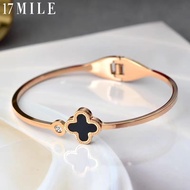 17MILE Elegant Four Leaf Clover Bracelet for Women Gold Silver Bangle Accessories Jewelry