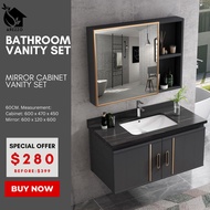 SG Stocks 60 / 80CM. Bathroom Basin Vanity Set + Mirror Cabinet / Free Tap and Pop Up Waste.