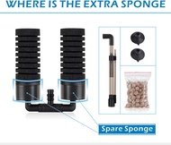 Hygger Sponge Filter Aquarium Filter Double Sponge Replaceable Media With 4 Biochemical Sponges And 