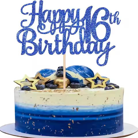 1 PCS Happy 16th Birthday Cake Topper Cheers to 16 Years Birthday Cake Decoration for Happy 16th Bir