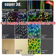 Untuk Bambu Lab P1P X1 Carbon Build Plate PEO H1H Double Side PEI Smooth PET PEY 257x257 Spring Stee