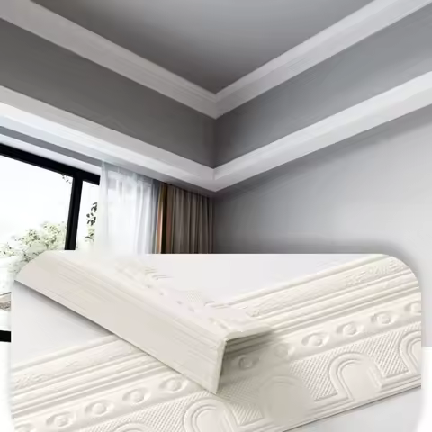 1PC 2.3m/90.55inch Self-Adhesive Foam Wall Edge Strip Stickers Waterproof Baseboard Corner Waist Lin