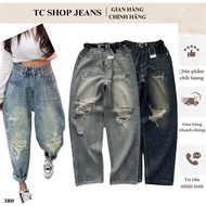 Baggy Pants with Chunky Waist and Ripped Stone Pressed Bling Bling TC SHOP JEANS BIGSIZE 55kg-90kg J