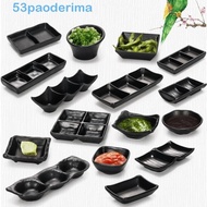 PAODERIMA Seasoning Plate, Japanese Style Vinegar Dishes Melamine Sauce Dishes, Multifunction Soy Sauce Dish Multi-grid Black Sushi Soy Dipping Sauce Bowl For Storage Plate