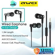 Awei ES-500i Wired Earphone Mini Stereo Surround Sound 1.2M Length Wired Headphone Awei Earphone Awe