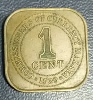 1 cent commissioner of Currency Malaya 1939