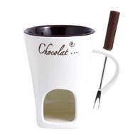 Chocolate Fondue Mugs, Ceramic Chocolate Fondue Coffee Cup with Forks, Melting Mugs for Chocolate Ch