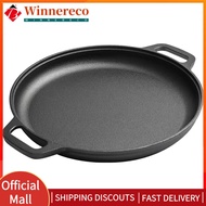 【winnereco】Cast Iron Skillet with Dual Handles Kitchen Cooking Pot Crepes And Pizza Non-Stick Pancak