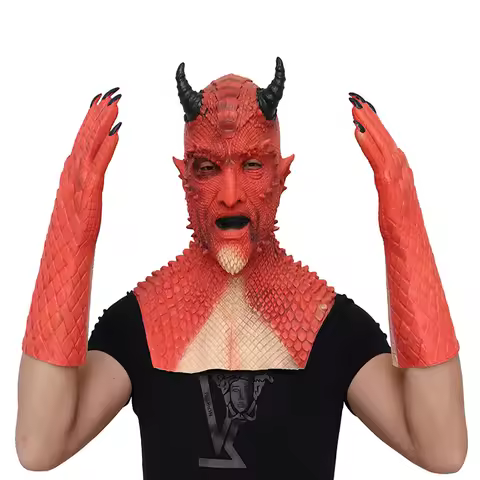 Diablo Cosplay Mask Halloween Game Boss King Of Lies Belial Berry Air Demon Latex Mask Headgear Glov
