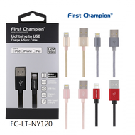 First Champion MFi 認證 Lightning USB 充電傳輸線 - 尼龍編織鋁合金外殼 120cm /FC-LT-NY120 顏色隨機