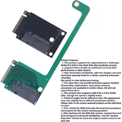 NVME M-Key M.2 PCIE 4.0 Adapter Set For ROG Ally Handheld 2230 To 2280 SSD Hard Drive Expansion Long