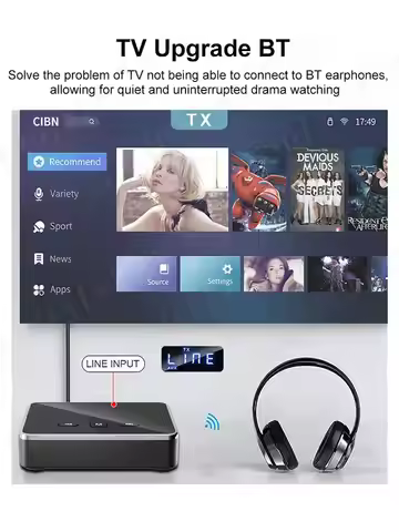 BT 5.4 Receiver Transmitter with RCA 3.5mm AUX & Display Wireless Audio Adapter BT Adapter for TV/Ca
