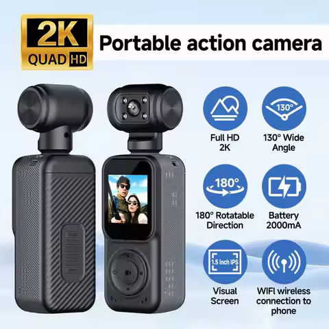 1080P Mini Body Camera 2K Video Recorder Camcorder 180 Rotation Night Vision Pocket Body Cam for Out