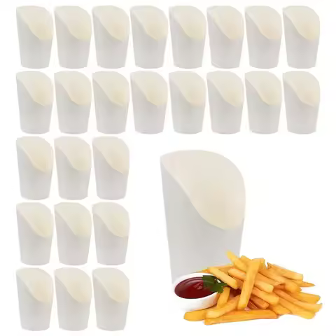 50/100PCS Kraft Paper French Fries Cup Slanted Mouth Fries Cup Birthday Weeding Christmas Party Disp