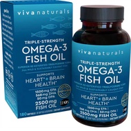 Viva Naturals Triple Strength Omega 3 Fish Oil Supplement 2500 mg Fish Oil with Re-Esterified 180 So