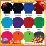 (2 - 10 Yrs)Tshirt Kosong Budak Lengan Panjang Unisex Kain Cotton