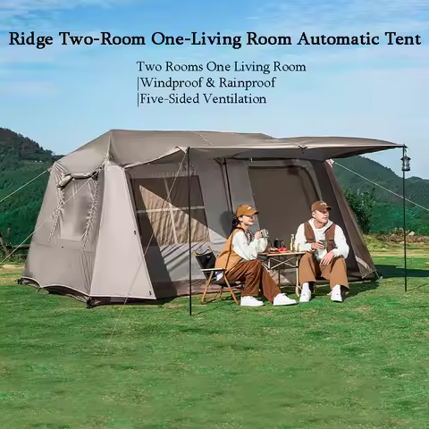 Cabin Tent 2 Room Large Family Camping Tent Automatic Quick Setup Waterproof UV Protection Outdoor 4