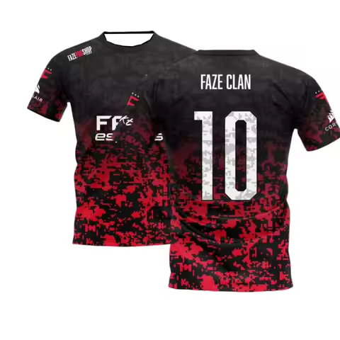 2026 Black Red Digital Camo Gradient Short Sleeve Gaming Team Uniform 3D Print Family Clothing Men W