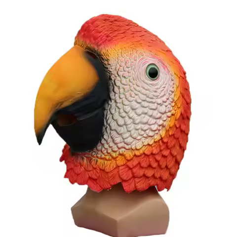 Funny Red Parrot Mask Costume Party Performance Latex Animal Headpiece Party Silly Costume Halloween