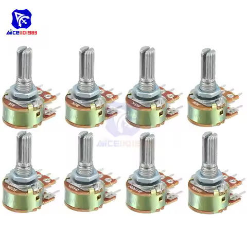 5 PCS Potentiometer Resistor 1K 2K 5K 10K 20K 50K 100K 250K 500K 1MΩ Ohm 6 Pin Linear Taper Rotary P