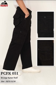 Celana Cargo KENDY panjang hitam polos kantong gembol ( Lingkar kancing) PCF