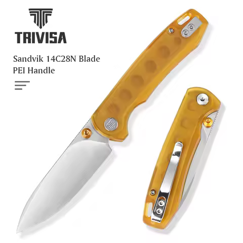 TRIVISA Pocket Knife, Dragonfly-Y, 14C28N Blade Folding Knife, Camping Hunting Hiking Knives for Out