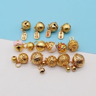 古法滴油小铃铛配钱币镂空宫铃貔貅招财猫铜铃铛diy手链车挂Ancient method dripping oil small bell with coin hollow palace bellXinj