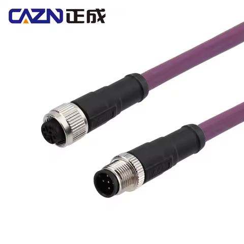 Ethernet M12 Connector 5 pin A code male to female purple jacket Waterproof Cable CANopen Ethernet C