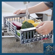 Stainless Steel Retractable Dish Drainer Holder Kitchen Sink Storage Food Washing Telescopic Drain Rack