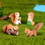 4pcs Squirrel Family Miniature Figurine Pine Cone 3D Model Landscape Dollhouse Home Fairy Garden Decoration Accessories Modern