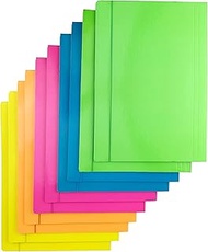 D.RECT Pack of 10 (2 pieces per colour 5 x 2) FLUO Cardboard Folder | Folder with Elastic Strap for 